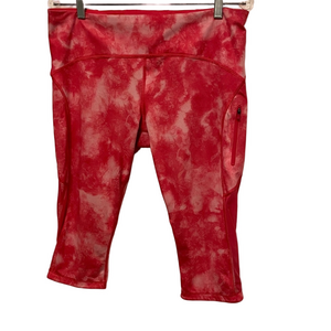 Lululemon Sun Runner Cropped Leggings in Pink Tie Dye Size 12